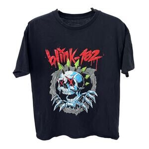 Official Blink 182 Six Arrow Skull Black Rock Band Graphic T-shirt ~ Adult LG